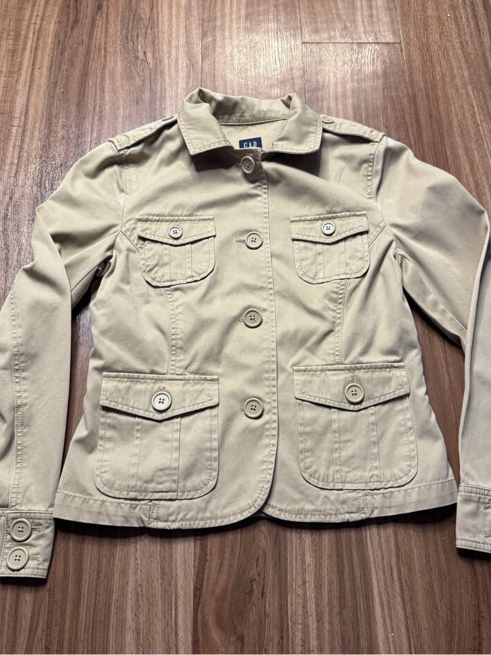 Y2K Light Khaki Utility Button Jacket
